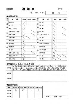 嬉しそうに通知表を見せてくれた。