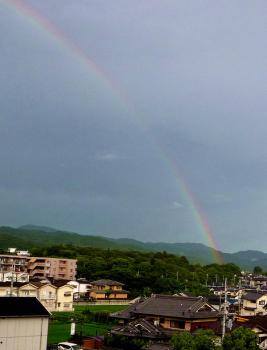 空を見たら大きな虹が出ていた